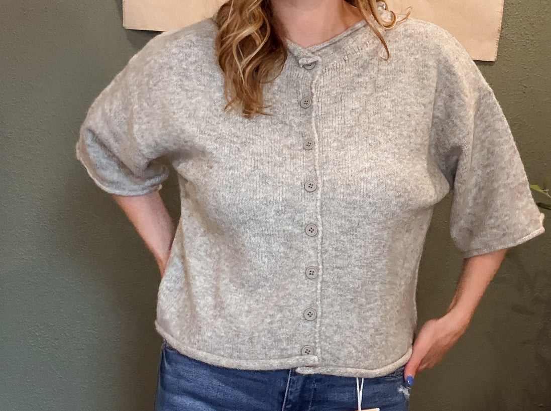button up sweater top