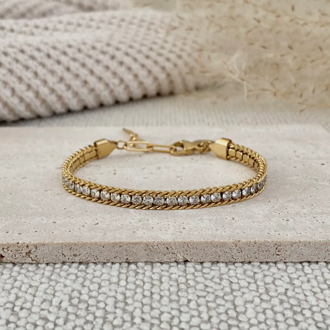 chain and rhinestones tennis bracelet