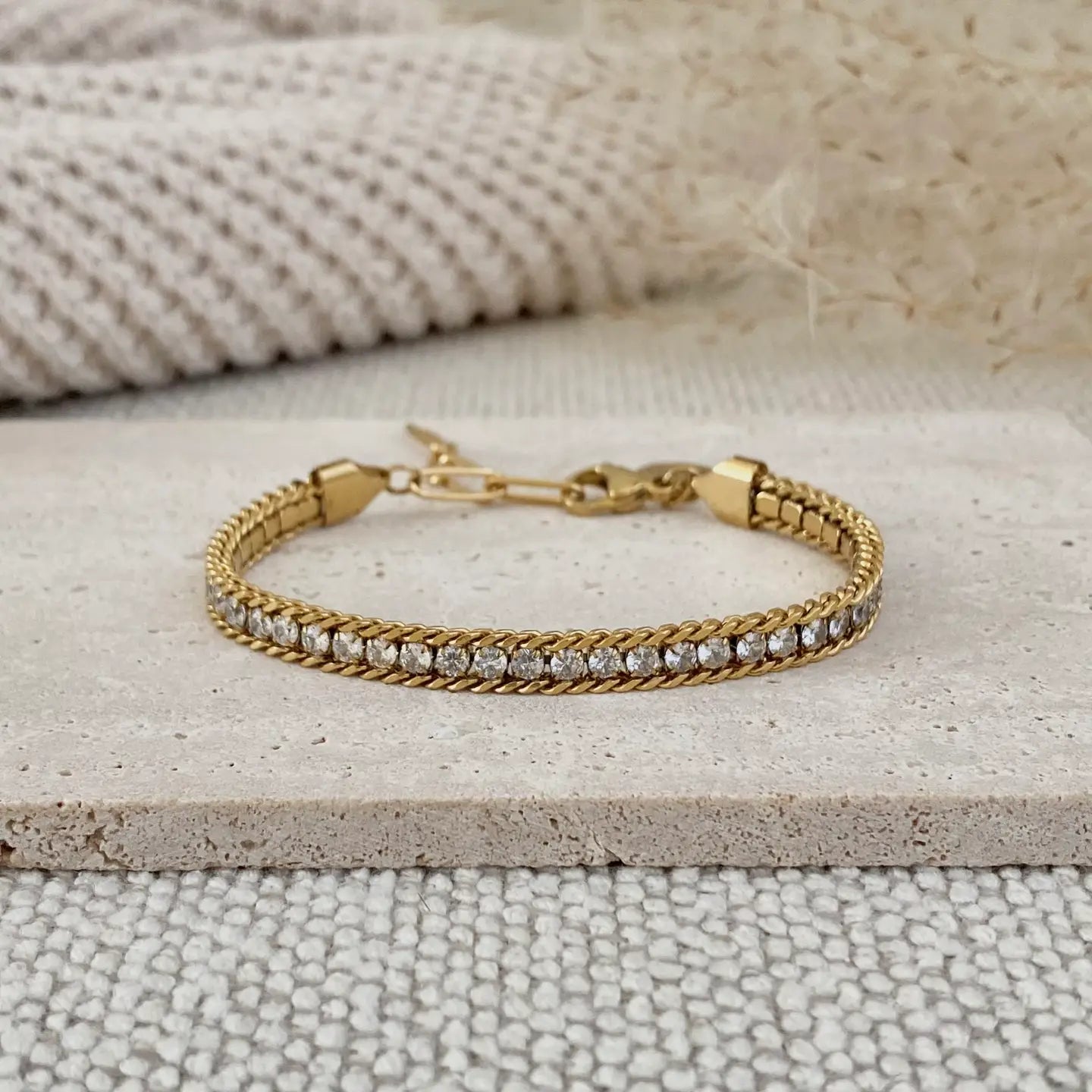 chain and rhinestones tennis bracelet