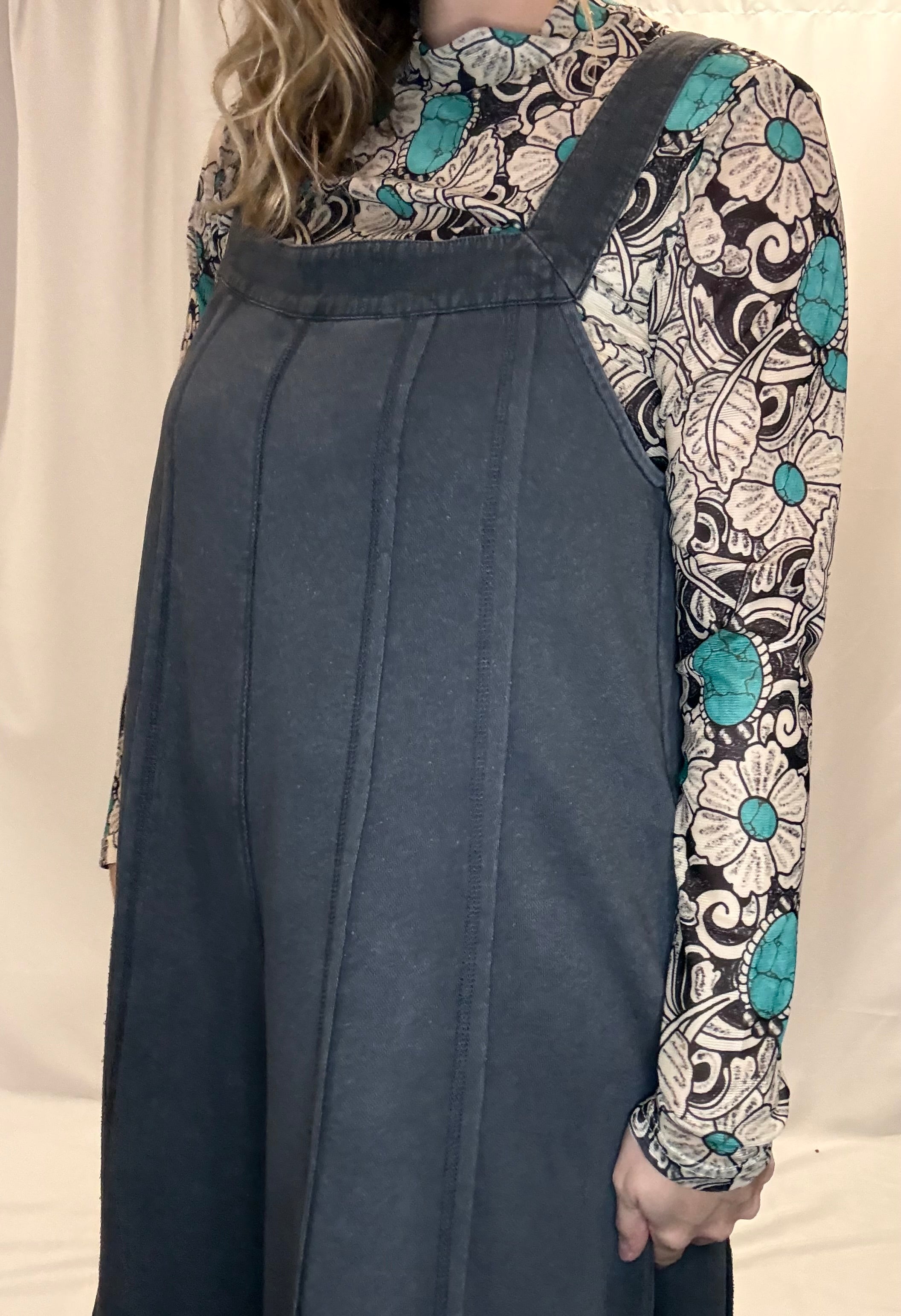 floral turquoise mesh top