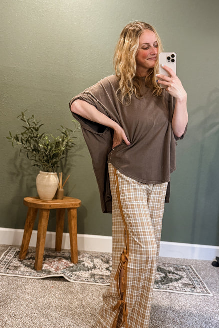 plaid tie joggers
