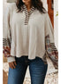 waffle striped and plaid pullover