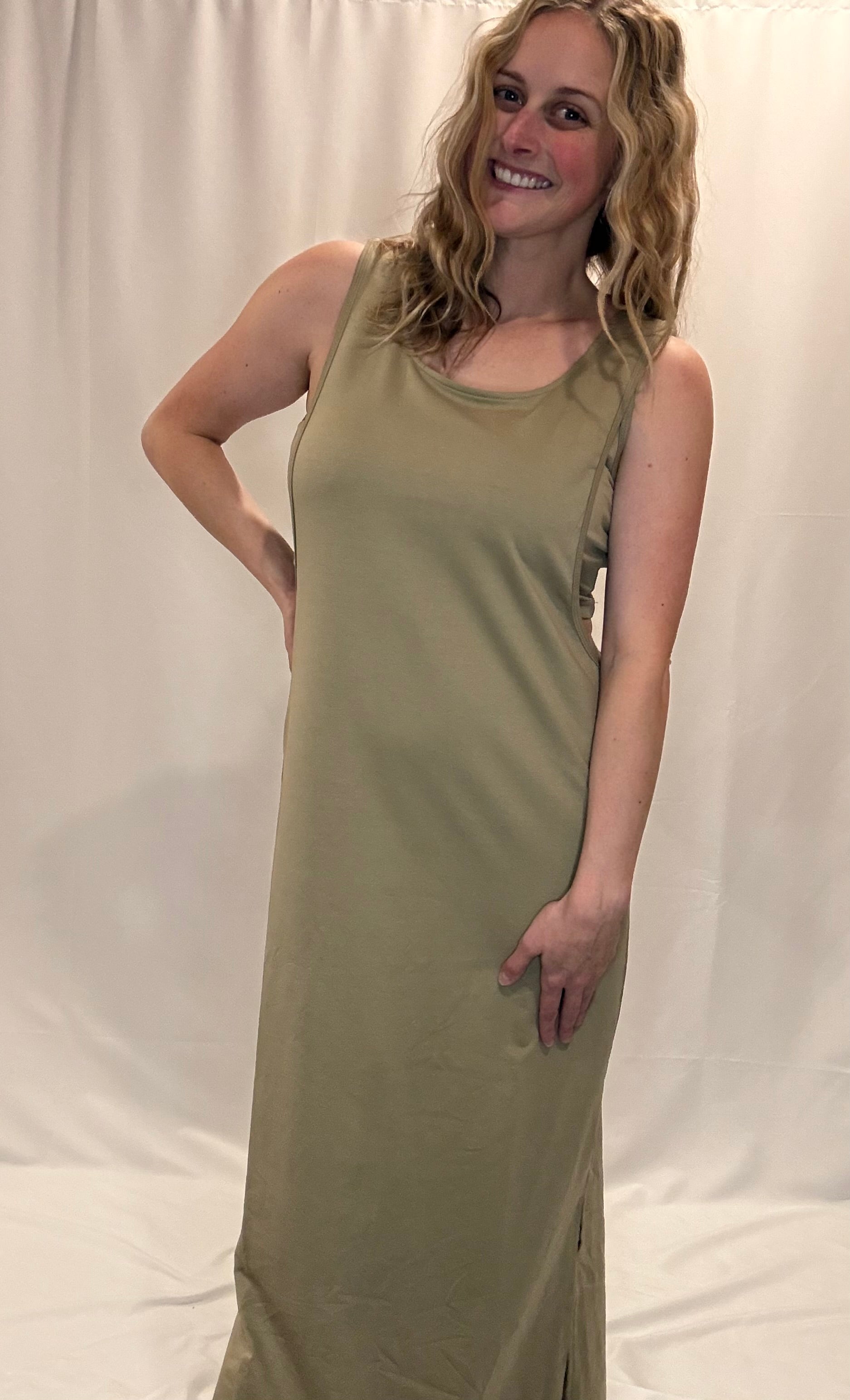back twist midi dress