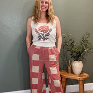 gingham and stripe pants