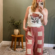 gingham and stripe pants