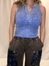 washed ribbed button tank