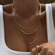 gold textured layer necklace