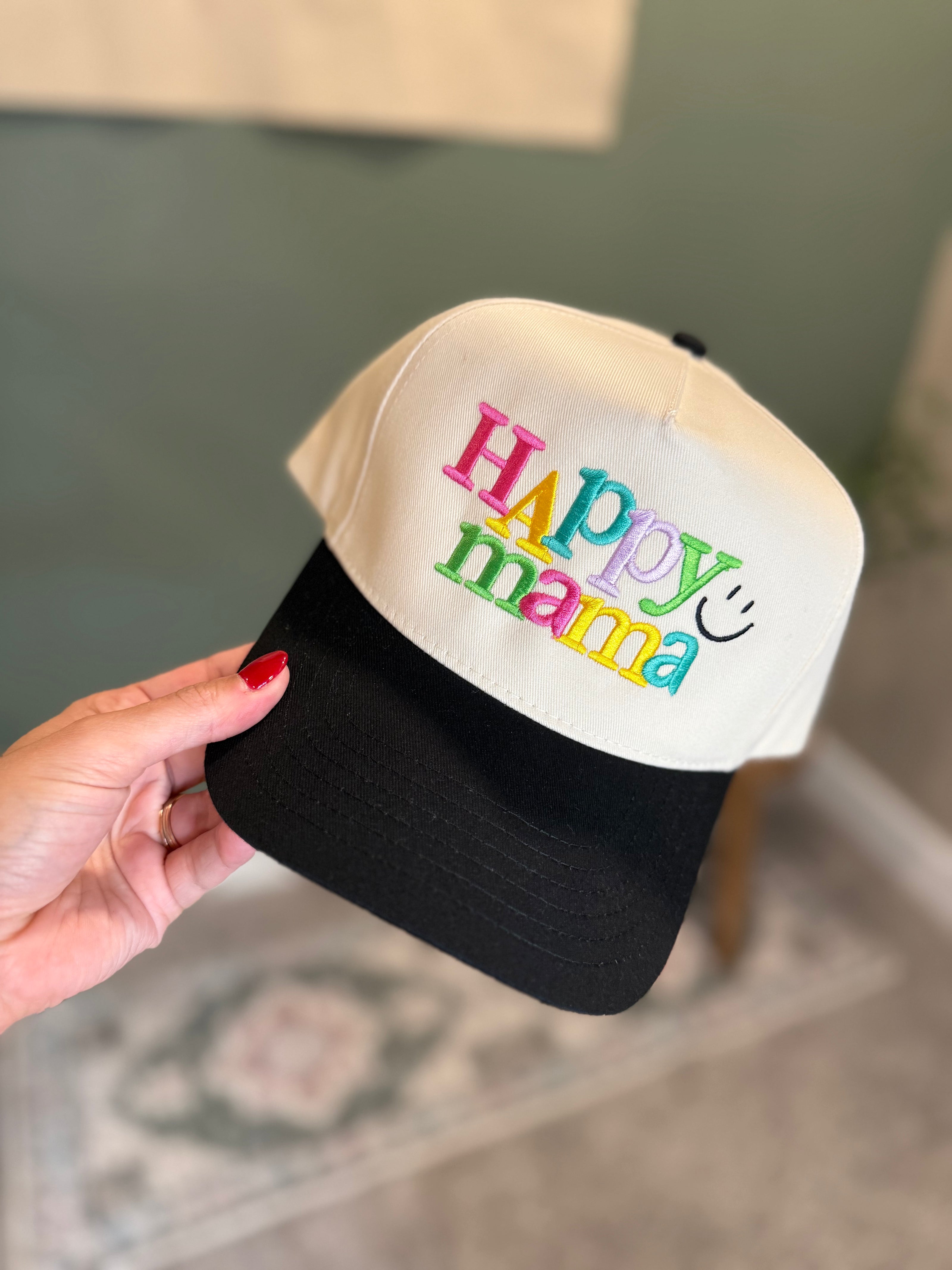 happy mama trucker hat