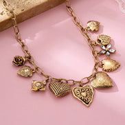 heart charm cluster necklace