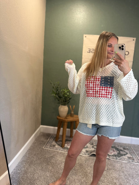 flag patchwork shirt