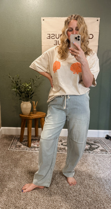 drawstring denim pants