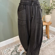 mineral washed barrel pants