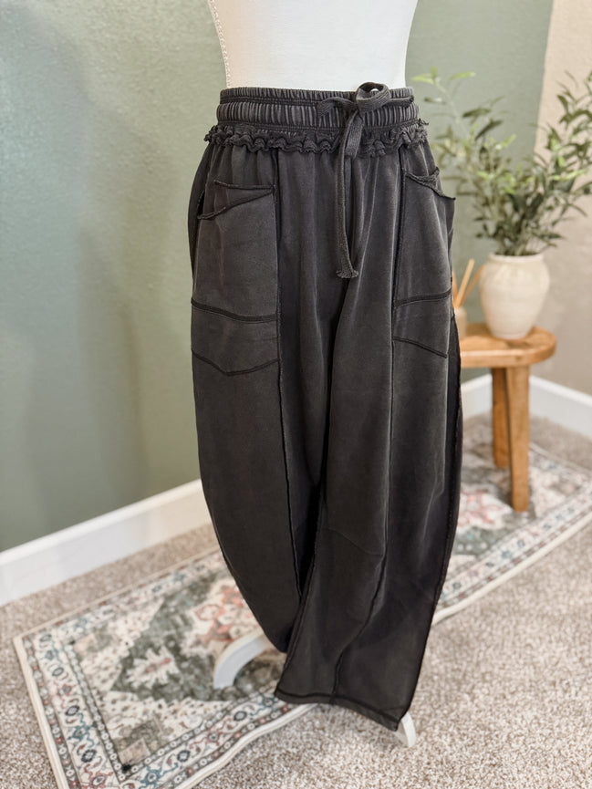 mineral washed barrel pants