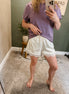 satin lace trim shorts