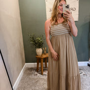 smocked maxi dress