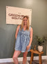 pleated pearl denim romper