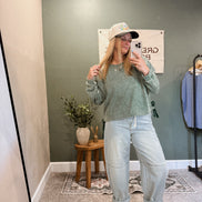 cinched waist sweatshirt