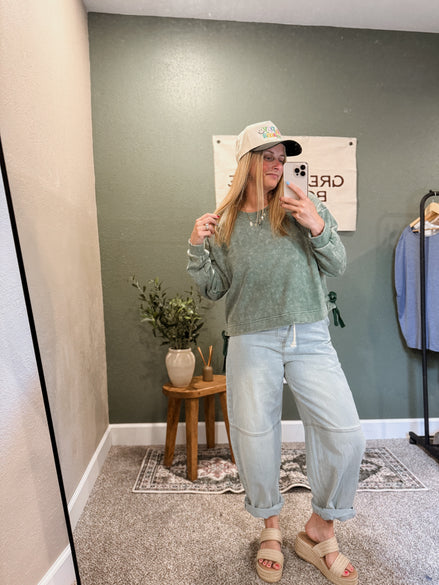 cinched waist sweatshirt