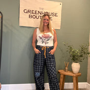 checkered denim