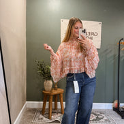 floral ruffle shear top