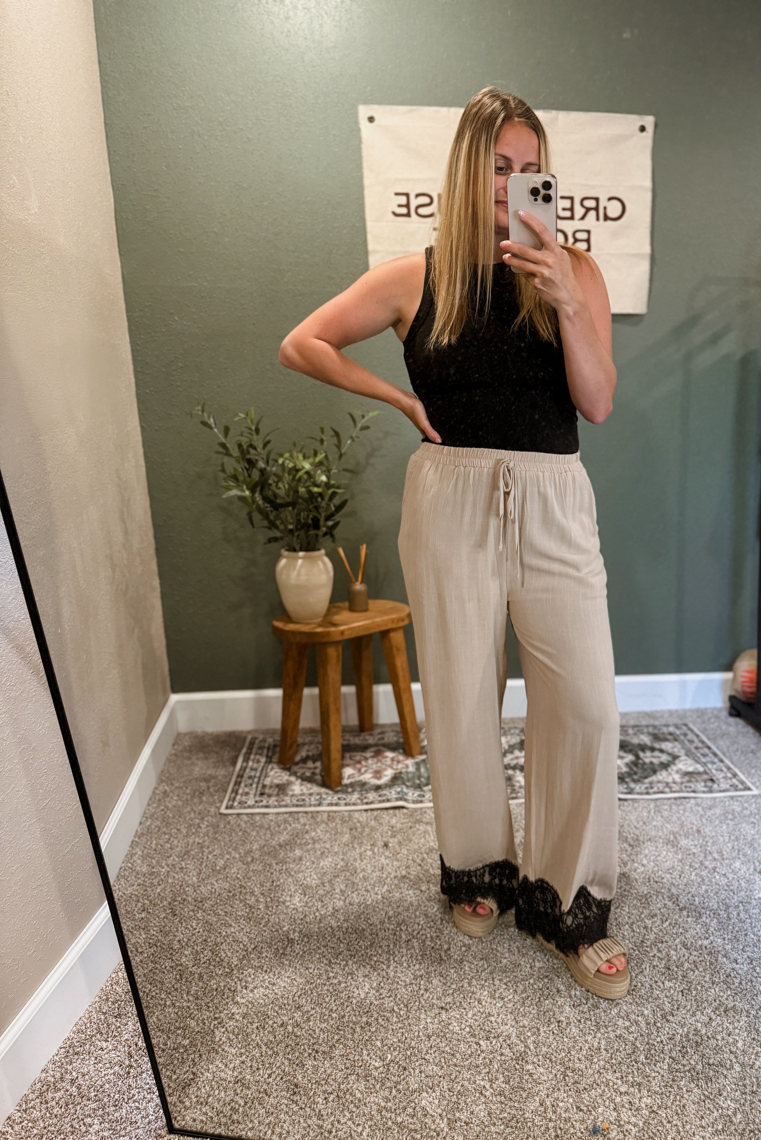 lace trim pants