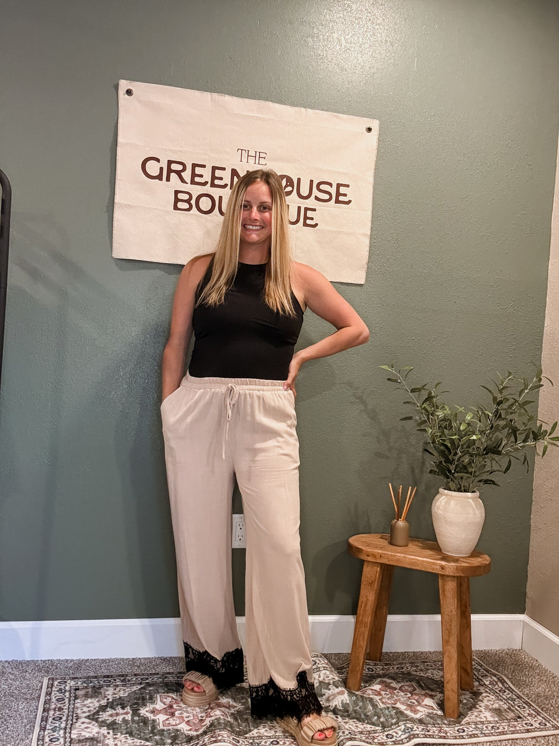 lace trim pants