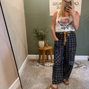 checkered denim