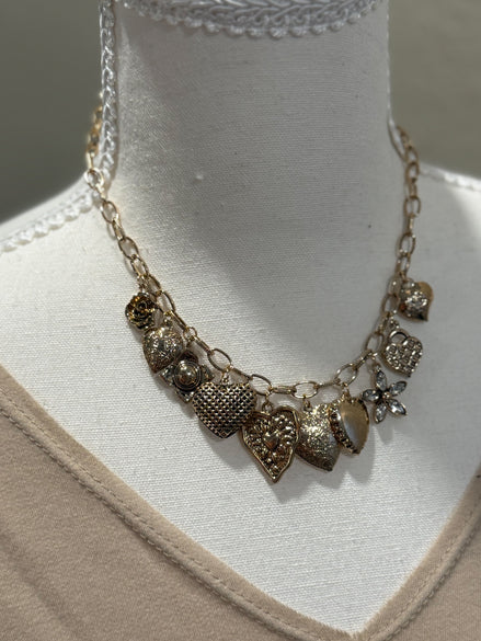 heart charm cluster necklace