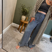 ruffle bottom denim