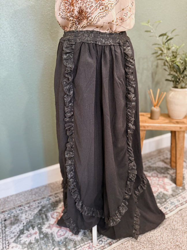 lace ruffle pants