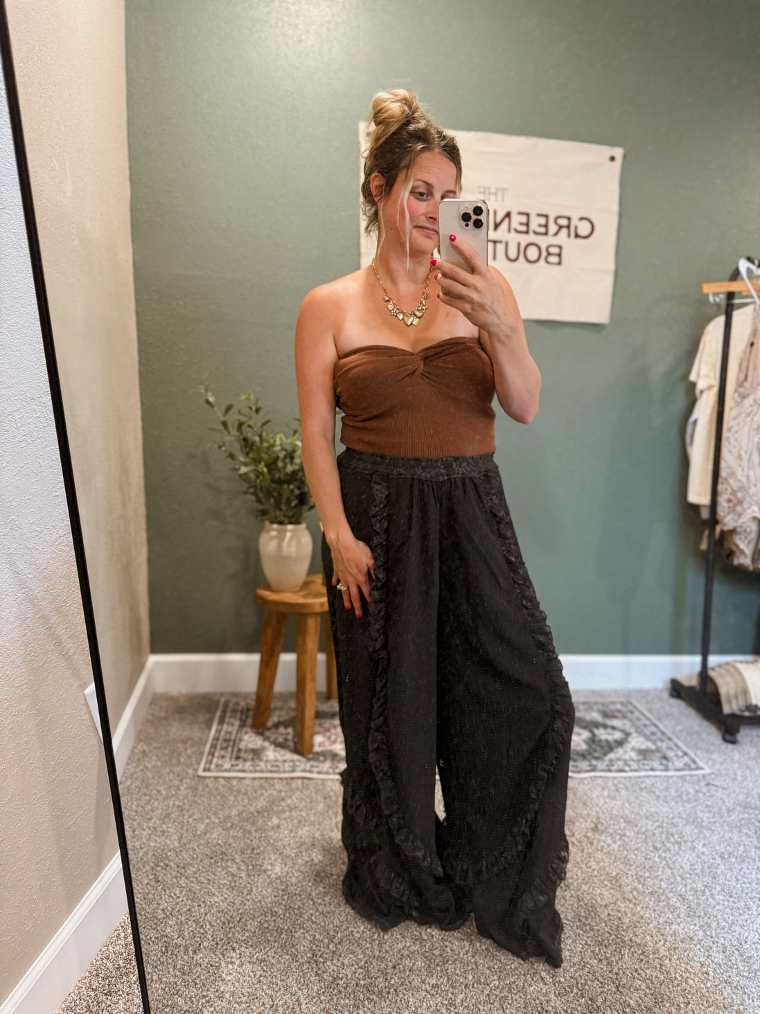 lace ruffle pants