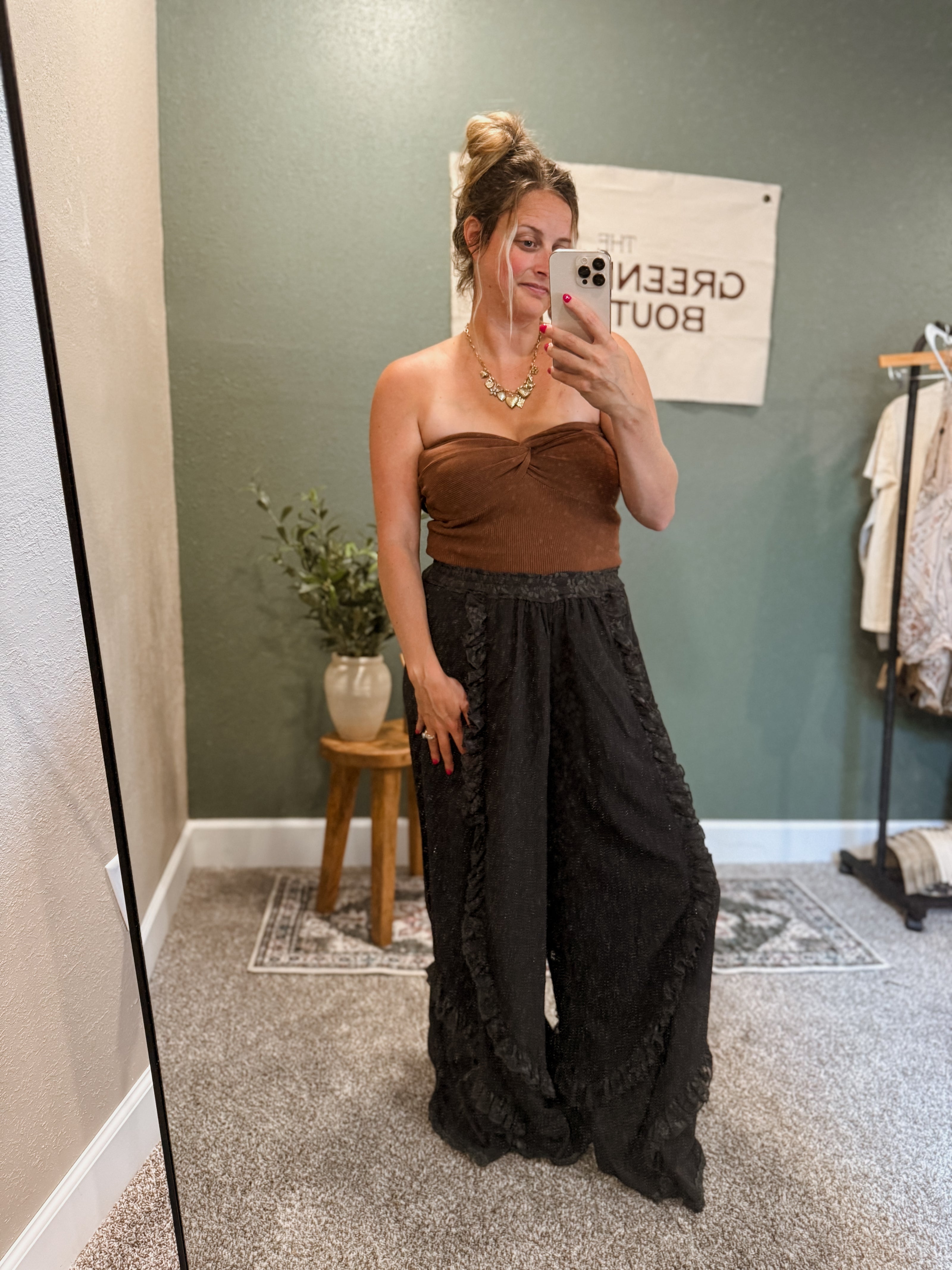 lace ruffle pants