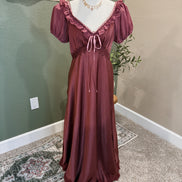 ruffle slip satin maxi