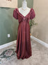 ruffle slip satin maxi