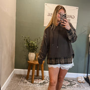 the faded plaid sweatshirt