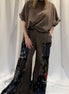 mineral washed plaid flare pants